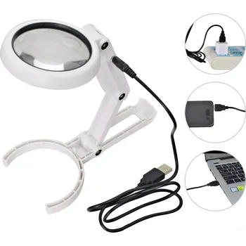 Lupa QiiM SL-897 Stolní Lupa s LED Osvětlením, Dvojité Zvětšení 3,5x/10x, USB Napájení (Lupa stolní | Lupa s LED světlem | Lupa s dvojím zvětšením | Lupa pro seniory | Lupa pro kutily | Lupa pro čtení | Lupa pro šperky | Lupa USB | QiiM SL-897 | Zvětšovací skl