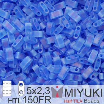 Korálek Korálky Miyuki Half Tila. Barva Matte Transparent Sapphire Blue AB HTL 150FR Balení 3g