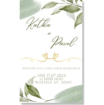 Party nádobí Personal Oznámení - Green & Gold Zvolte množství: od 61 ks a víc