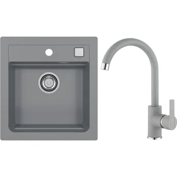 Granitový dřez Alveus Set Atrox 20 Granitový dřez bez odkapu 470x500 mm + baterie Tonia 81, beton, SETA22093