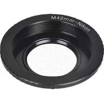 Adaptér / redukce z M42 na Nikon s optickým členem (Umožní nasadit objektiv se závitem M42 na fotoaparát Nikon)