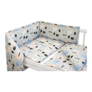 Dětsný nábytek Baby Nellys 3-dílná sada Mantinel s povlečením - Srnečci, šedá, roz. 135x100 cm; 135x100