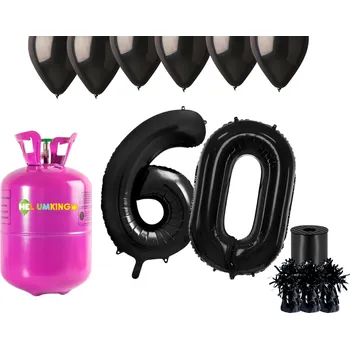 Helium do balónku HeliumKing Helium párty set na 60. narozeniny s černými balónky