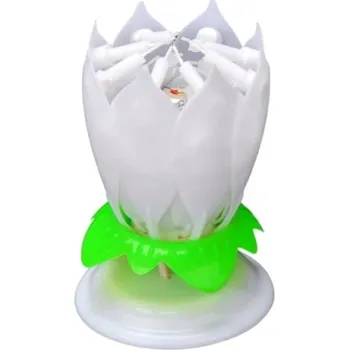 Dortová svíčka Svíčka-lotosový kvet zpívající bílý