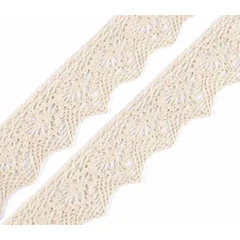 Krajka Pro Háčkování Paličkovaná krajka 46 mm světle béžová