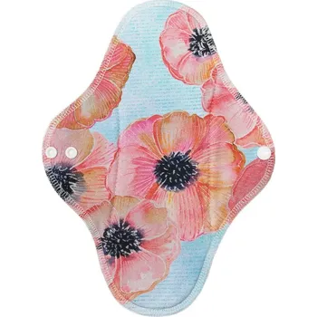 Menstruační vložka Breberky BIO Noční vložka (Bavlněné froté s PUL) - Akvarelové květy (biobavlněný úplet s GOTS)