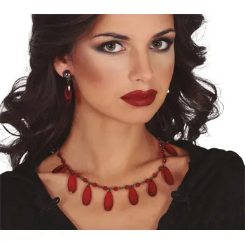 Karnevalový doplněk Guirca Červený náhrdelník a náušnice