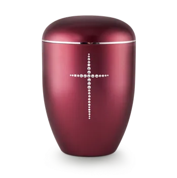 Smuteční dekorace Ekologická urna Crystal Kříž - Vínová