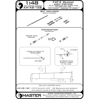 Plastikový model Master 1/48 F4F-3 Wildcat Early .50 Browning gun barrels