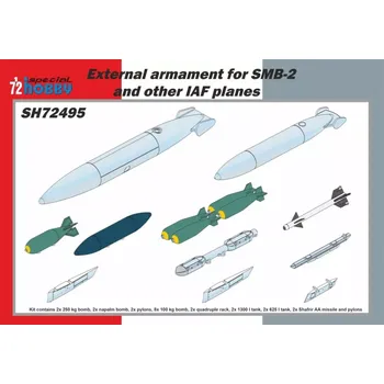 Plastikový model Special hobby 1/72 External Armament Set for SMB-2 & IAF planes