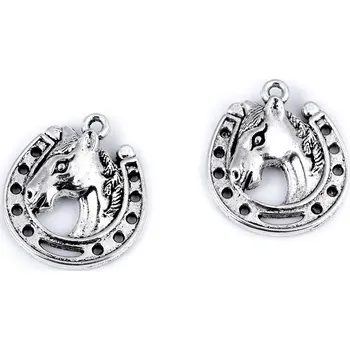 Přívěsek Přívěsek kůň s podkovou 18x21 mm (platina s patinou)