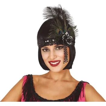 Karnevalový doplněk Guirca Designová čelenka s pírkem (černá)