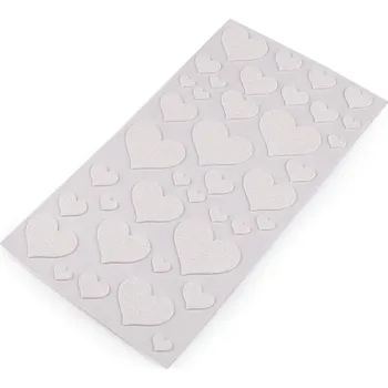 Samolepicí pěnová guma Moosgummi srdce s glitry - mix velikostí