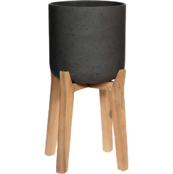 Květináč Charlie Black Washed (Feet High) L - Ø 25 cm / V 51,5 cm