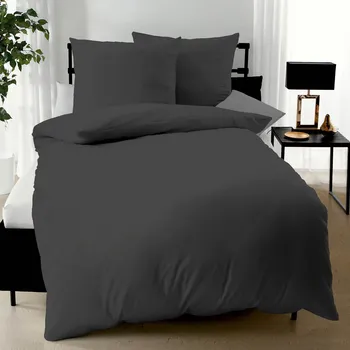 Povlečení Kaeppel | Povlečení makosatén Uni tmavě šedé 140x220, 70x90