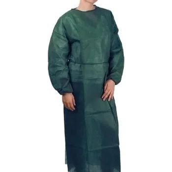 Jednorázový oděv Plášť návštěvnický s gumičkou na rukávech L/XL, zelený, tenčí, 10 ks