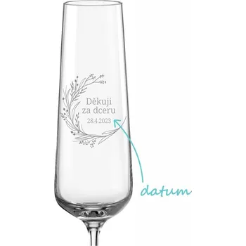 Sklenice Svatební sklenička na sekt Luční věnec - děkuji za dceru