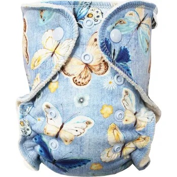 Přebalování Breberky BIO Kalhotková plenka (S) - Džínoví motýli PAT