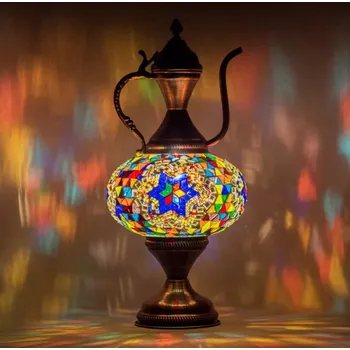 Lampička Krásy Orientu Orientální skleněná mozaiková stolní lampa Yildiz - Karafa - ø skla 16 cm