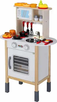 Dětská kuchyňka Dětská dřevěná kuchyňka s příslušenstvím 35 ks Spiel Werk 57 x 29,5 x 83 cm bílá/přírodní
