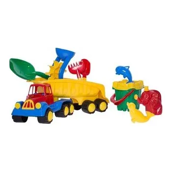 Hra na zahradu Samochód z naczepą z wiaderkiem zamek