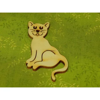 Stavební deska Výřez z překližky, Z94/OP10213, SEDÍCÍ KOČKA, 7x4,2cm, 1ks