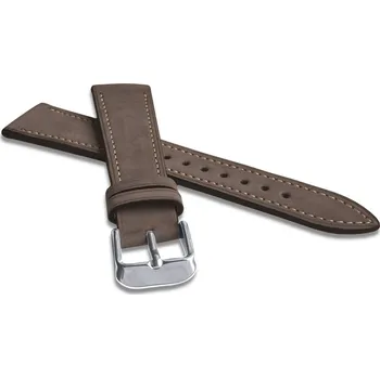 Tmavě hnědý prošitý kožený řemínek z jemného nubuku LAVVU LSACC Šířka řemínku: 22mm