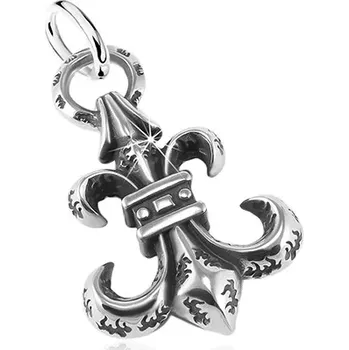 Přívěsek Přívěsek z oceli 316L, velký patinovaný symbol Fleur de Lis