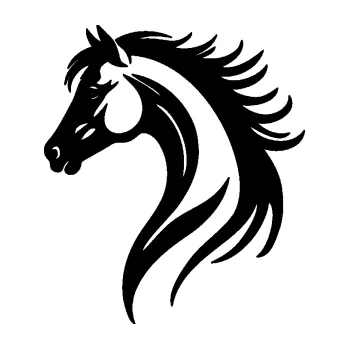 Samolepící dekorace SAMOLEPKA Kůň 106 levá vlající hříva (01 - černá) NA AUTO, NÁLEPKA, FÓLIE, POLEP, TUNING, VLASTNÍ TEXT, TISK, AUTOSAMOLEPKY.cz, POLEPY, OBRÁZEK, LOGO, SAMOLEPKY