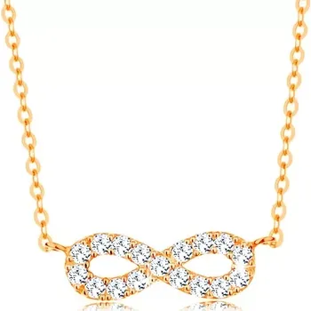 Náhrdelník Náhrdelník ve žlutém 14K zlatě - symbol nekonečna s čirými zirkony, řetízek