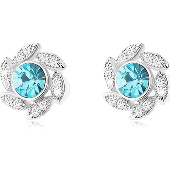 Náušnice Náušnice ze stříbra 925, blyštivý kvítek s modrým zirkonem