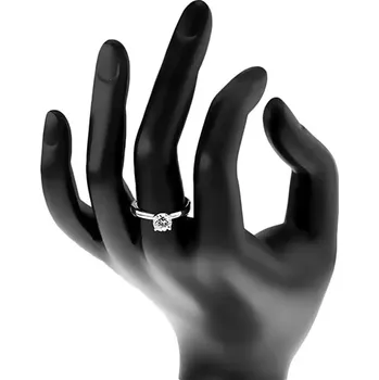 Prsten Zásnubní prsten ze stříbra 925 - vyvýšený kulatý zirkon čiré barvy - Velikost: 58