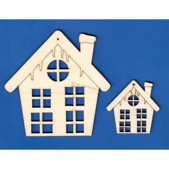 Stavební deska Výřez z překližky, S07/1, DOMEČEK S RAMPOUCHY-velký, 10x10cm, 1ks