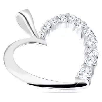 Přívěsek Přívěsek ze stříbra 925 - kontura poloviny srdce s čirými zirkony