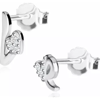 Náušnice Stříbrné náušnice 925 - motiv Love, srdíčko a písmeno se zirkony, puzetky