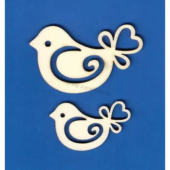 Stavební deska Výřez z překližky, P52/3, PTÁČEK S OCÁSKEM JAKO SRDCE-velký, 7x4,5cm, 1ks