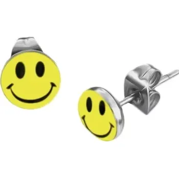 Náušnice Kruhové ocelové náušnice - smajlík