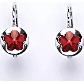 Náušnice Stříbrné náušnice kytička Swarovski siam - NK1300 (Stříbrné náušnice Swarovski kytičky)