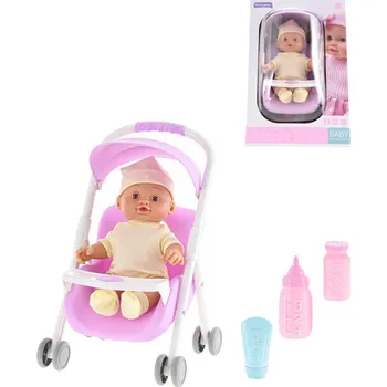 Panenka Panenka miminko 24cm s doplňky v kočárku pije čůrá na baterie Zvuk