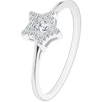 Prsten Zásnubní prsten ze stříbra 925, zářivá hvězdička, kulatý zirkon uprostřed - Velikost: 56