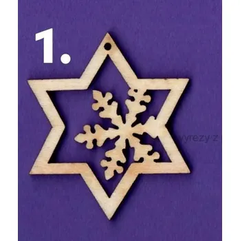 Překližka Výřez z překližky, D33/1, HVĚZDA S VLOČKOU, 5x5cm, 1ks