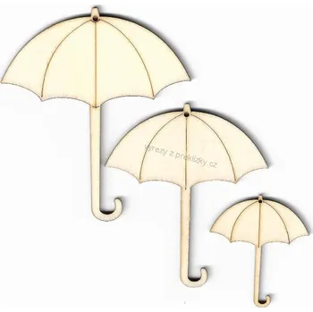 Překližka Výřez z překližky, O13/3, ROZEVŘENÝ DEŠTNÍK-malý, 4x4,5cm, 1ks