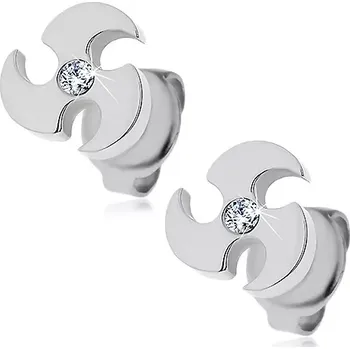 Náušnice Ocelové náušnice stříbrné barvy - vrhací čepel, čirý zirkon