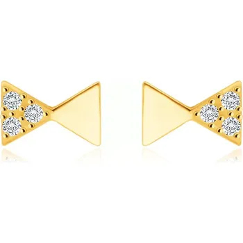 Náušnice Diamantové náušnice z 585 žlutého zlata - motiv pánského motýlku, kulaté brilianty