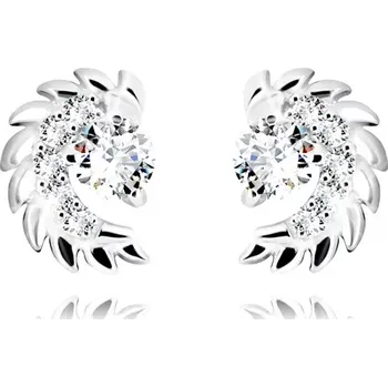 Náušnice Puzetové náušnice ze stříbra 925 - širší půlkruh se zoubkovitým okrajem, zirkony