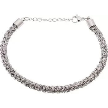Náramek Ocelový náramek stříbrné barvy, vzor zatočeného lana, karabinka