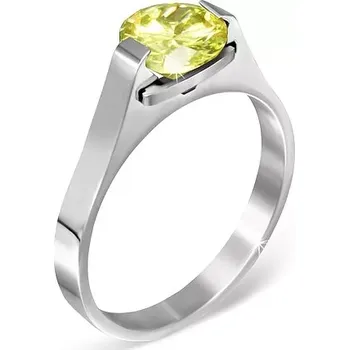 Prsten Ocelový prsten - měsíční kámen "Listopad", postranní úchyty - Velikost: 52