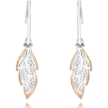 Náušnice Stříbrné náušnice 925 - úzký půlkruh, blýskavý list, list růžovozlaté barvy