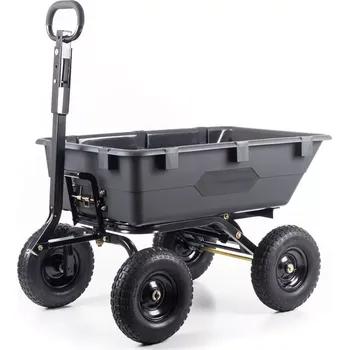 Dvoukolový ruční vozík G21 Zahradní vozík GA 120, 6390216 do 600 Kg, sklápěcí korba, 4 kolečka, černý GA-120-DC (G21 6390216 / GA-120-DC vozík na zahradu s korbou 63 x 28 x 93 cm)