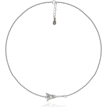 Náramek Stříbrný náramek 925, tenký řetízek, francouzský symbol Eiffelova věž se zirkony